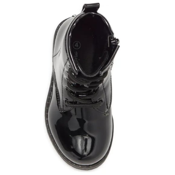 Mini Moda Kids Black Patent Combat Boots | Size 8 Toddler NIB - Picture 4 of 11